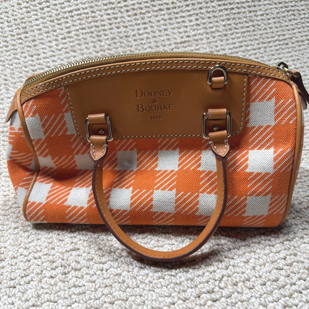 Dooney & Bourke Mini Domed Tassel Satchel‎ Purse Womens Orange/Tan